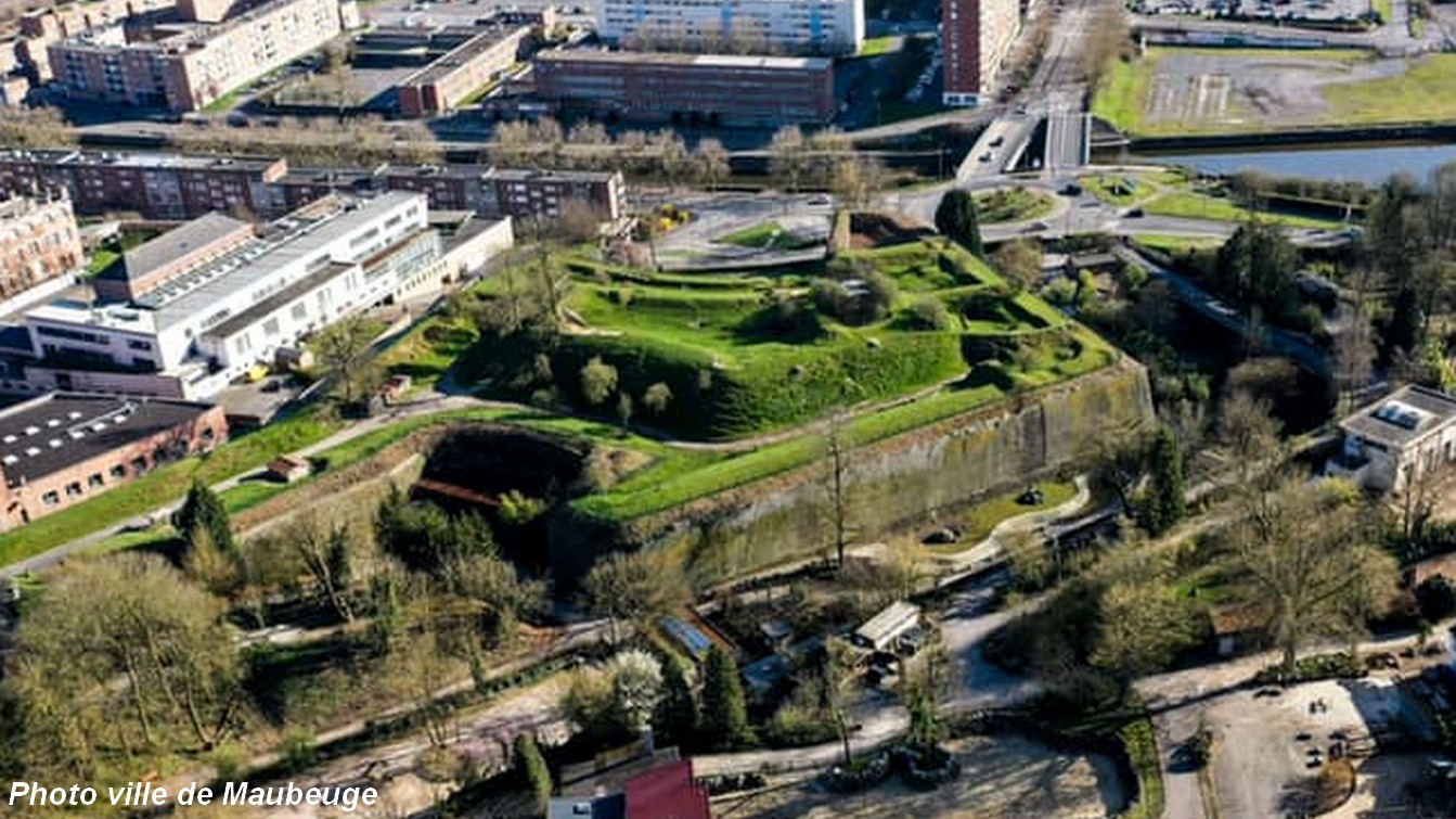 Remparts de Maubeuge, bastion des Jésuites, vue aérienne.