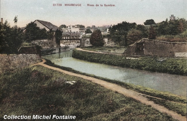 Les remparts de Maubeuge, l'ouvrage à cornes et la Sambre.