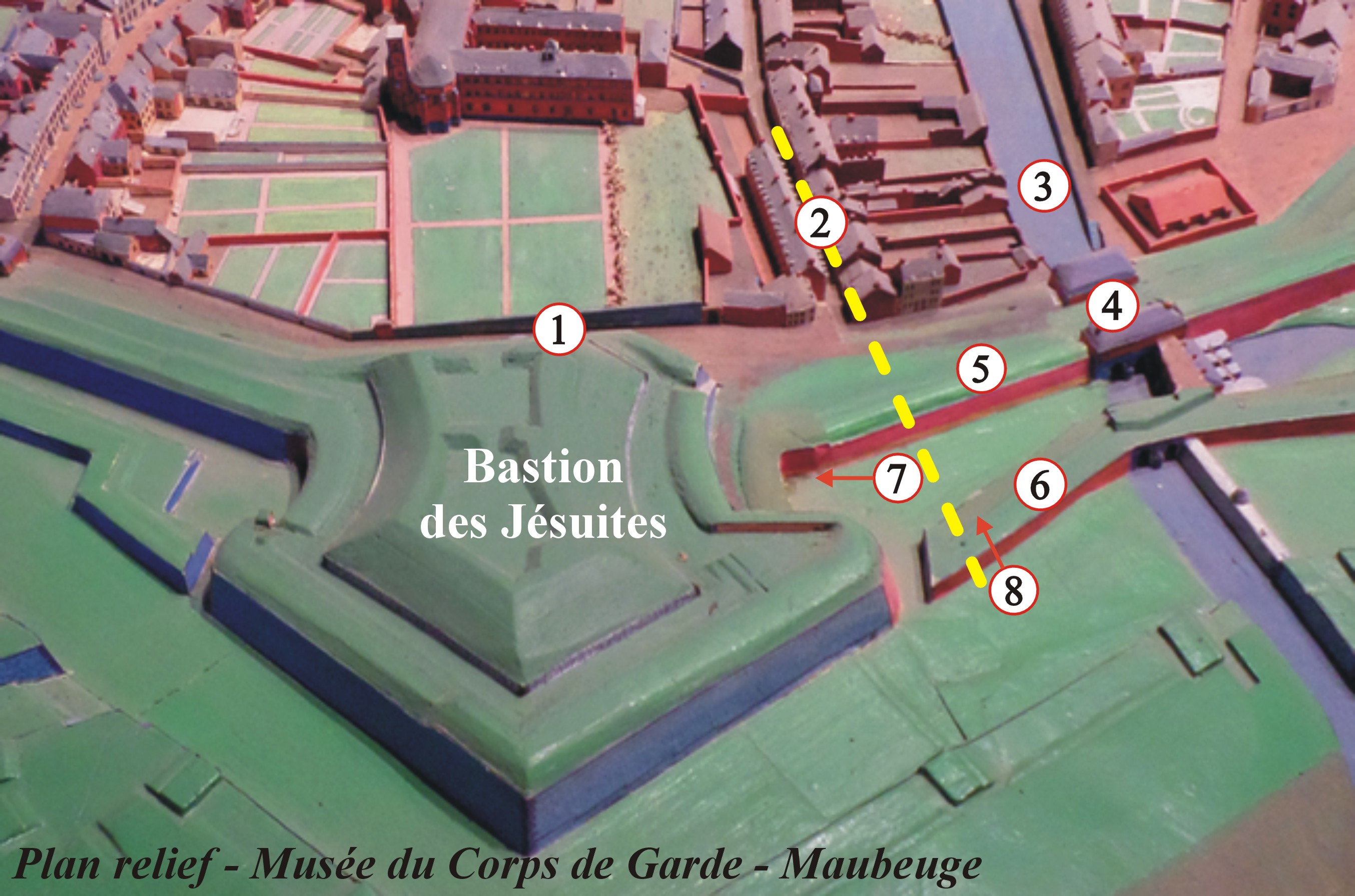 Les remparts de Maubeuge, porte des Poilus sur le plan relief.