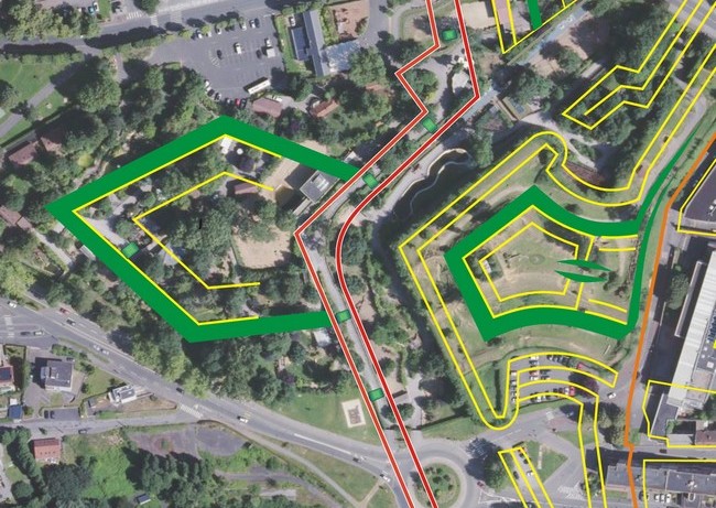 Maubeuge, Le bastion des Jésuites et sa lunette, vue satellite