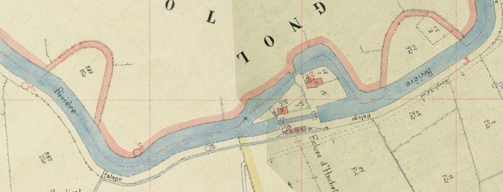 L'écluse d'Hachette sur le cadastre de 1932