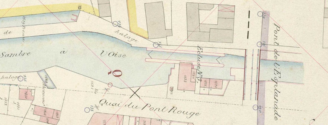 Ecluse et halte nautique de Landrecies. Cadastre