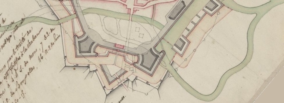 La Sambre à Maubeuge sur un plan de Vauban daté 1682. 