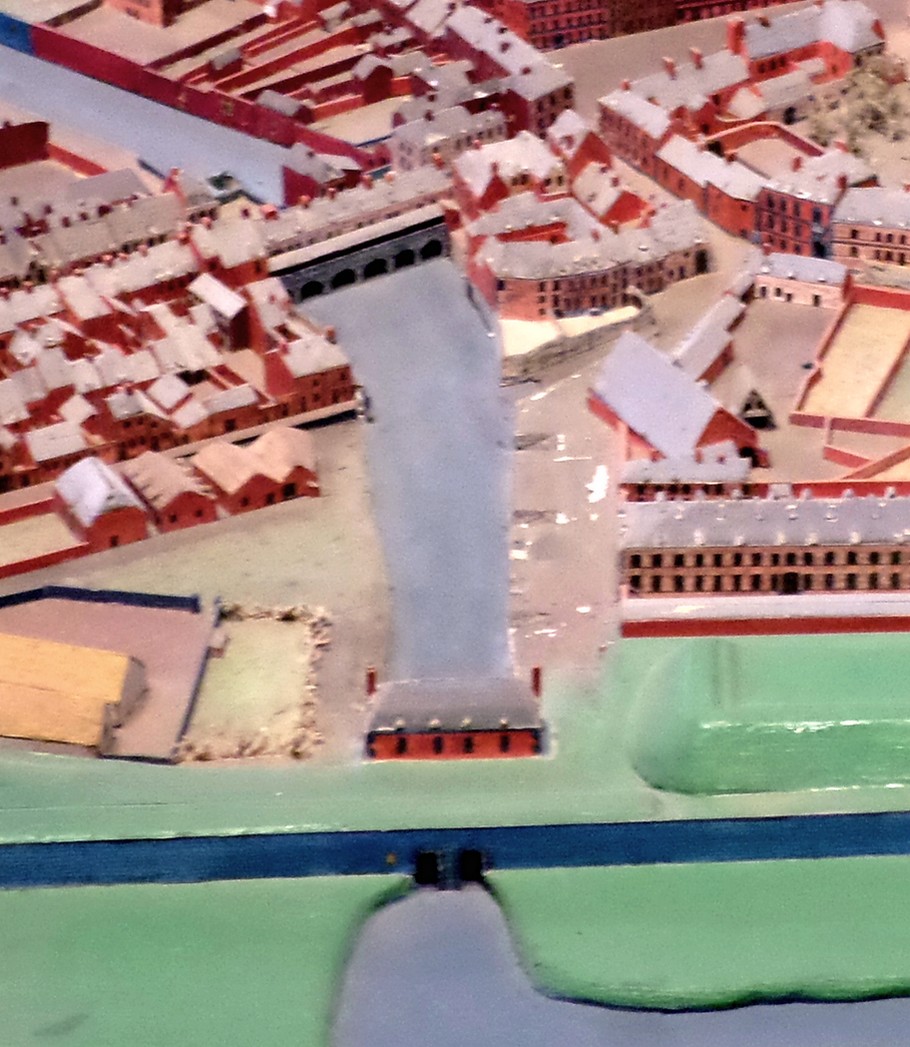 Maubeuge sambre, porte de sortie des eaux, plan relief