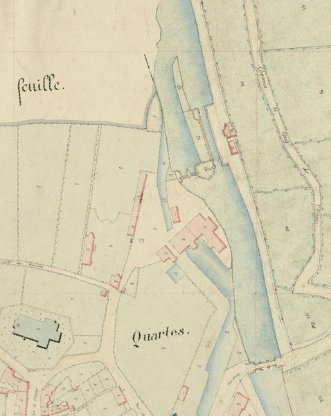 Ecluse de Quartes à Pont sur Sambre. Cadastre 1860