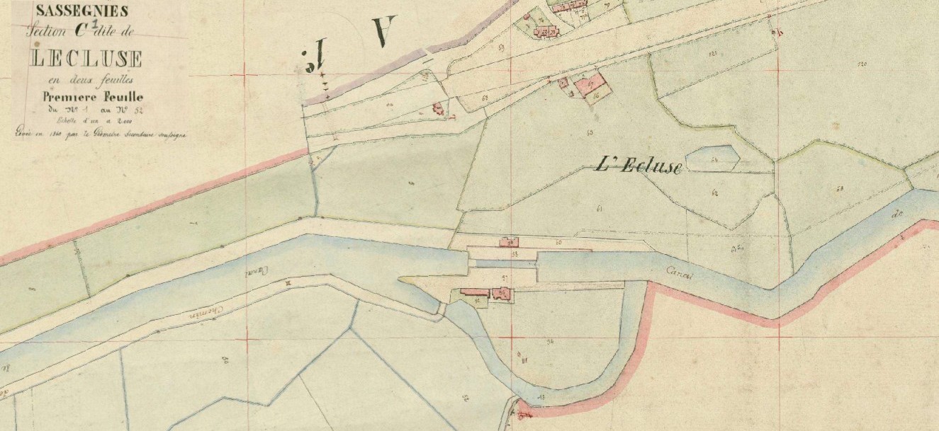 Ecluse de Sassegnies. Cadastre 1860.