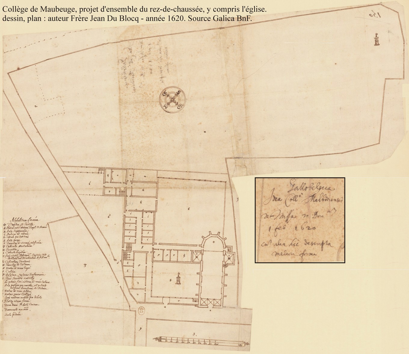 Salle Sthrau à Maubeuge, plans du Frère Jean Du Blocq - année 1620