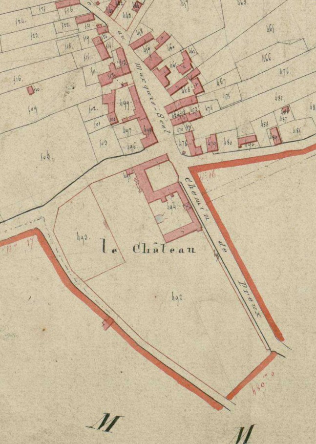 Wargnies le Petit, le château sur le cadastre de 1826